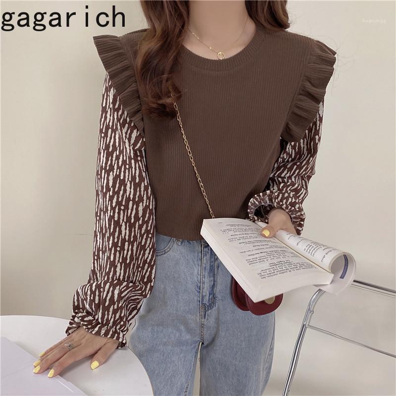 

Gagarich Women Sweatshirt Autumn Winter 2022 Vintage Flowers Lotus Leaf Long Sleeve Fake Two Korean Style Loose Hoodies Women's &, Black