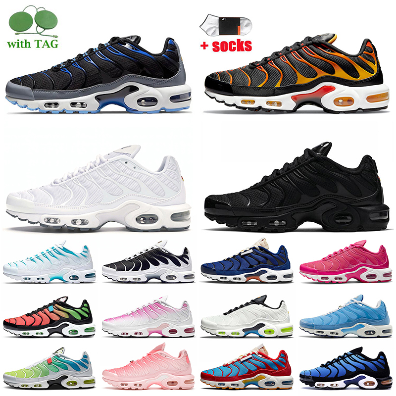 

Top Quality Women Mens running shoes Tn Plus Tns Reverse Sunset University Blue Red Pink Triple White Black Hyper Jade tnplus trainers sports sneakers big size us 12, #17 40-46 reverse sunset