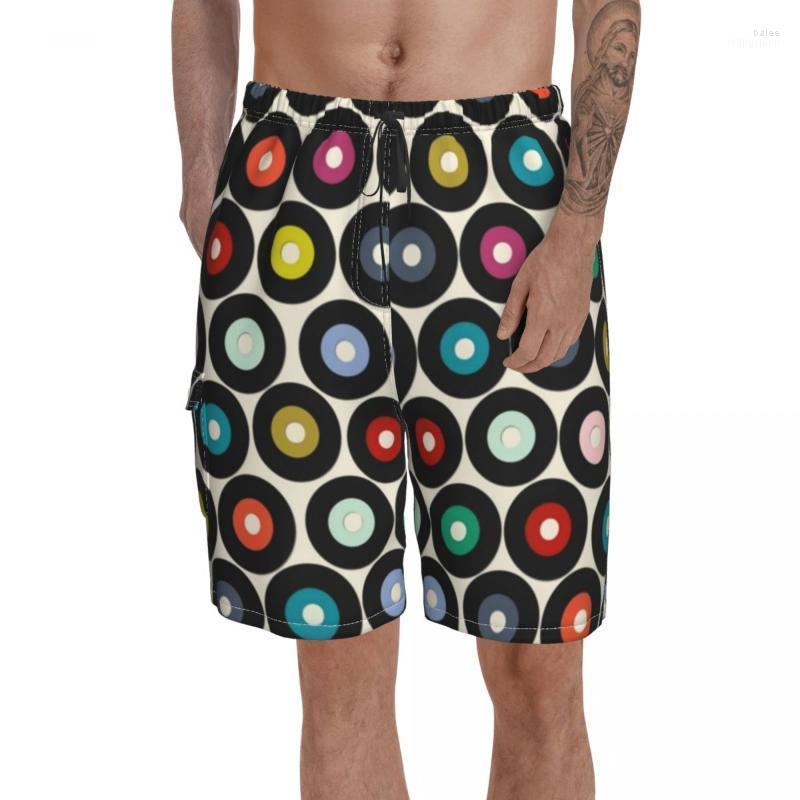 

Men's Shorts Music Board Polyester Swimming Trunks Beach Pattern Men Swim TrunksMen's