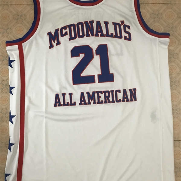 

Sjzl98 21 KEVIN GARNETT McDONALD ALL AMERICAN bule white Basketball Jersey Retro throwback stitched embroidery Customize any size and name