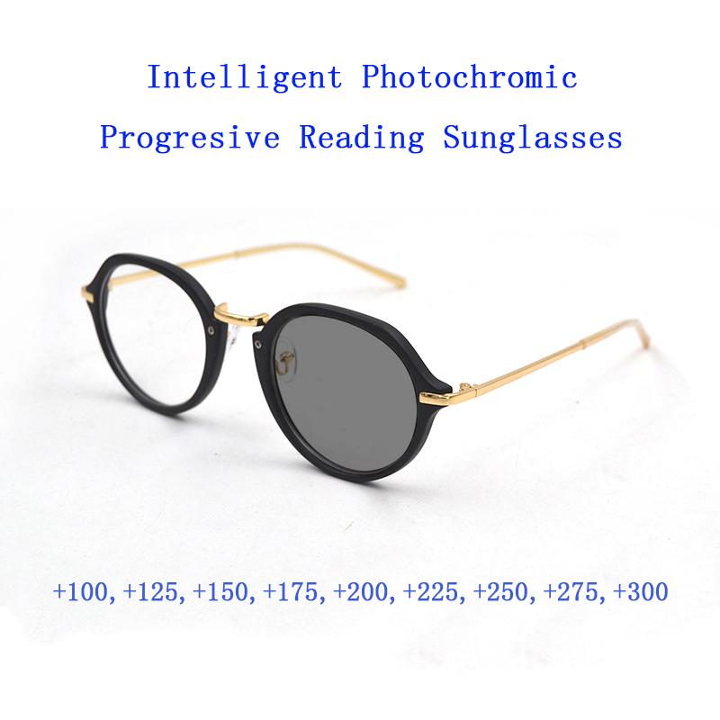 

Sunglasses Retro Intelligent Progressive Multifocal Reading Magnifier Women Men Look Near Far Presbyopia Eyeglasses 0- 300 N5Sunglasses