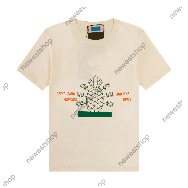 

2022 True size Summer Designer mens t Shirts Men short sleeve Fruits print TShirts fashion womens paris Streetwear cotton t-shirts, Black