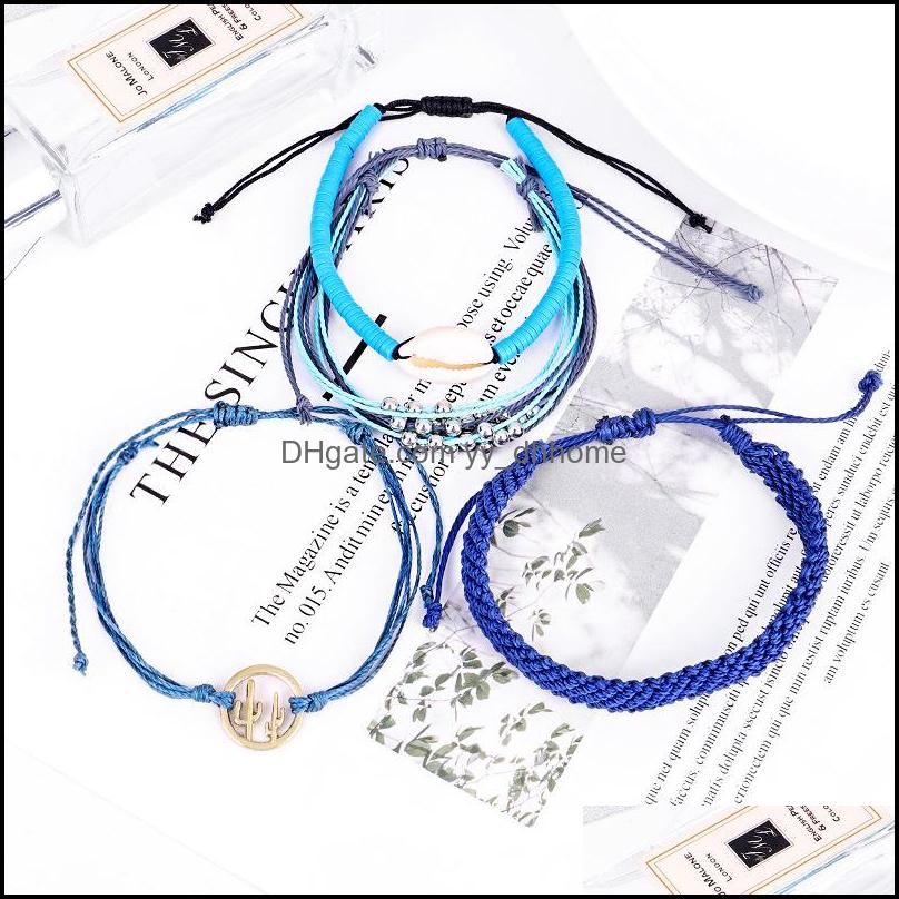 

Charm Bracelets Jewelry Bohemian Anklet Shell Cactus Rice Bead Bracelet Bangle For Women Men Adjustable Handmade Bra Dhqgl