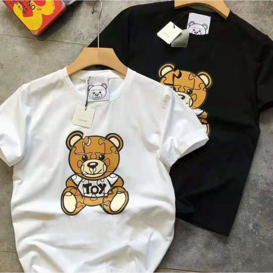 

summer new high quality short sleeve Brand designer T shirt men's women Cartoon bear round neck luxury half sleeve base shirts, Desiccant