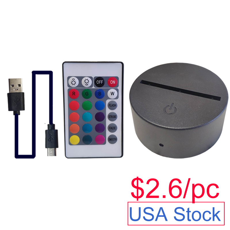 

3D Night LED Light Lamp Base + Remote Control + USB Cable Adjustable 16 Colors Decorative Lights for Birthday Gift Valentine Living Room Bar