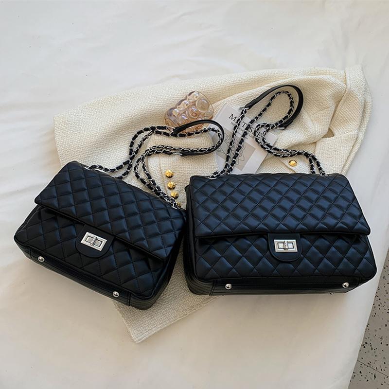 

Cross Body Women Shoulder Bags 2022 PU Leather Purses And Handbags Female Shoppers Fashion Large Capacity Diamond Lattice Chain Square BagsC, Heise