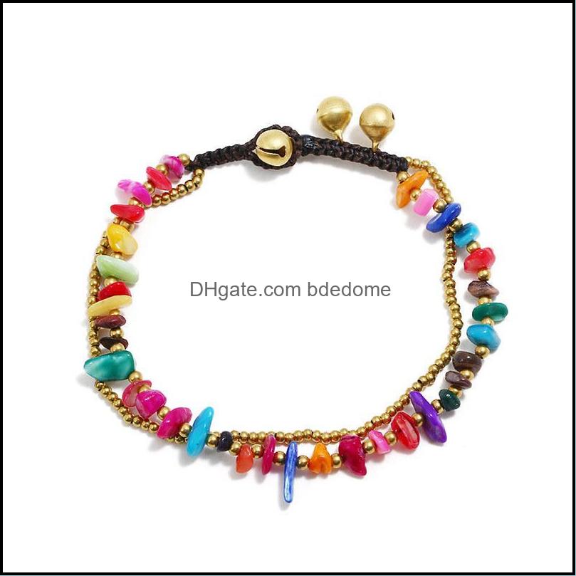 

Anklets Double Layer Chain On Foot For Women Jewelry Charm Gold Color Beads Stone Ankle Bracelets Bohemian Beach Acces Bdedome Dhoma