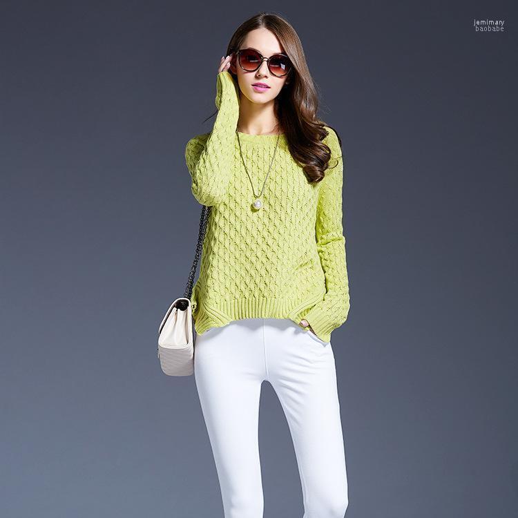 

Women' Sweaters Round Neck Pullover Sweater Slim Irregular Jemi22, Green