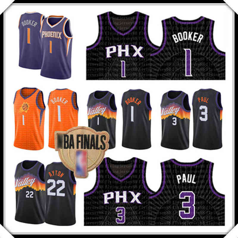

Devin 1 Booker Jersey Chris 3 Paul DeAndre 22 Ayton Jerseys Steve 13 Nash Barkley Basketball S-XXL Purple White new, Retro mesh
