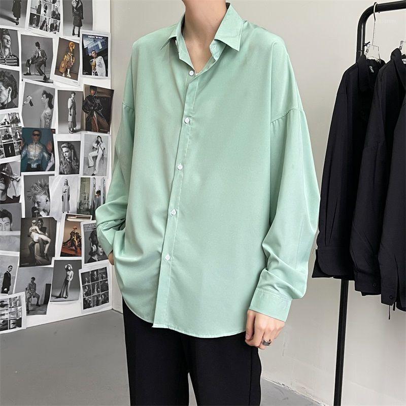 

Men's Casual Shirts 2022 Korean Dress Shirt Fashion Solid Color Society Men Spring Summer Mens Long-sleeved M-2XL, White