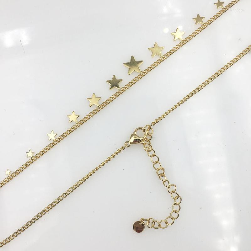 

Chains Sell Like Cakes Collars Jewelry 18k Copper Golded Five-Pointed Star Pendant Small Necklaces Femme Party Wedding Gift Making