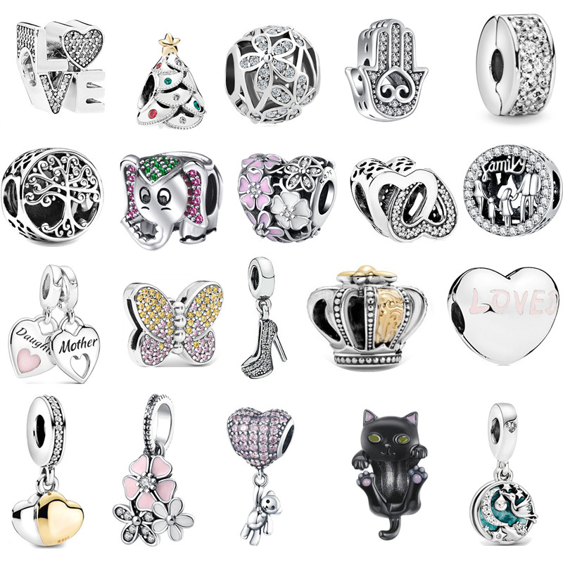 

New s925 Sterling Silver Beads Charms Luxury Beaded DIY Crown Luxury Black Cat Butterfly Pendant Original Fit Pandora Bracelet Classic Fashion Jewelry Women Gift