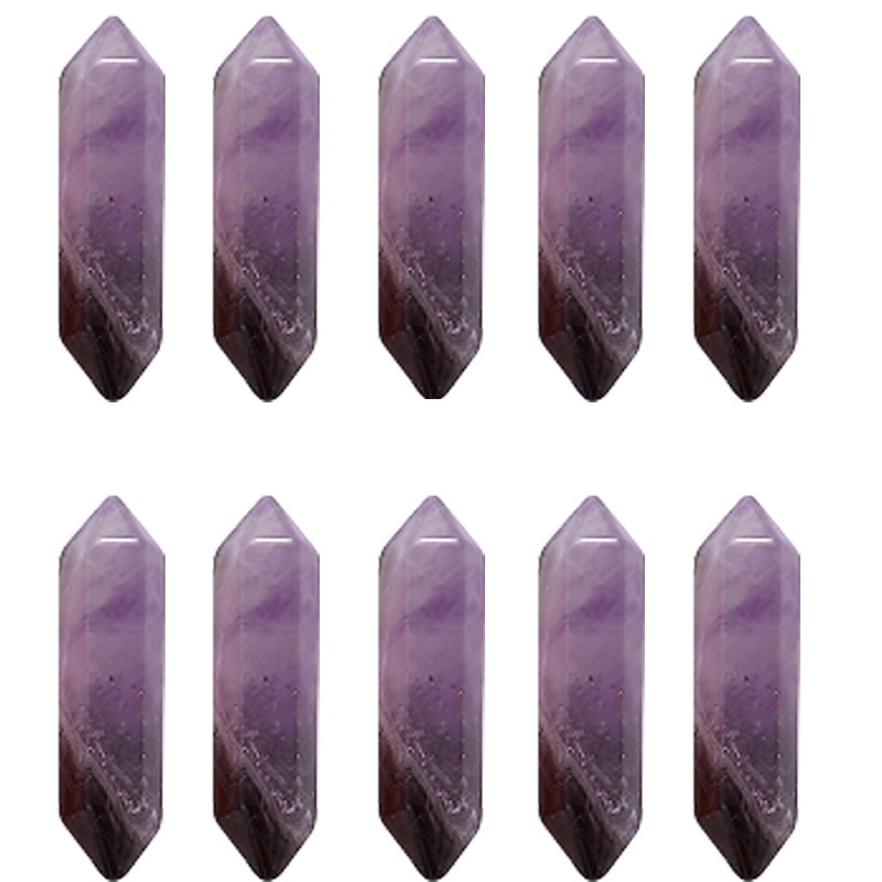 

Natural crystal Semi-precious stone hexagon prism Amethyst Red Agate rose Pink quartz charms for necklace earrrings jewelry making