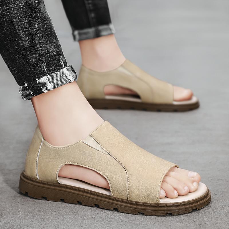 

Sandals Men Leisure Outdoor Beach Sneakers Brand Fashion Gladiator For Rubber Leather Man Size 38-44Sandals, Beige