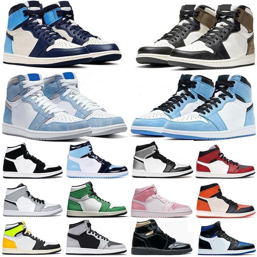 

Mens 1 High Og Basketball Shoes 1S Black Metallic University Blue Silver Royal Toe Gold Mid Smoke Grey Unc Patent Dark Mochamen Women Sneakers Trainers 5.5-12