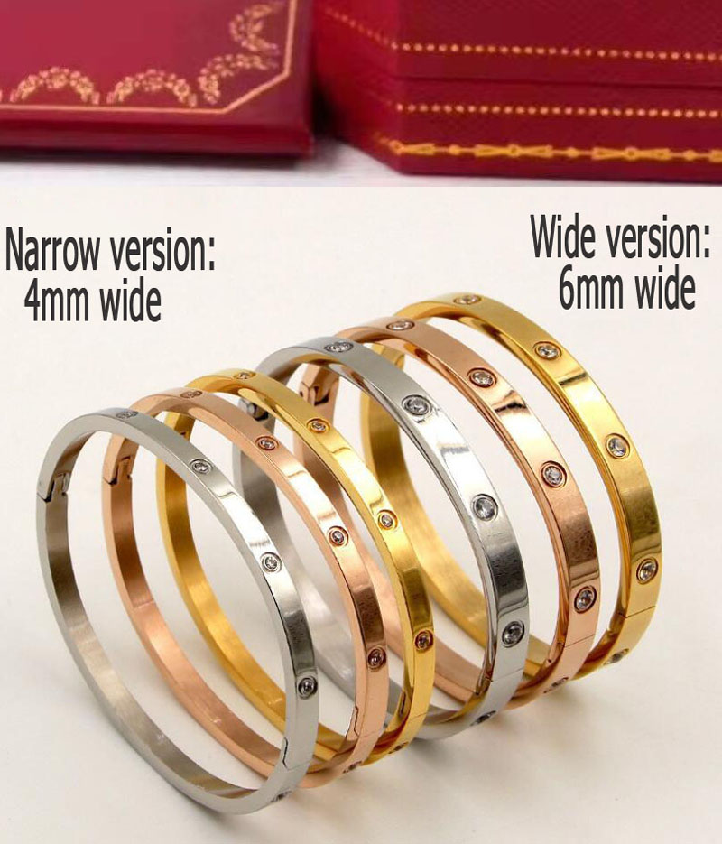 Femmes Amoureux Bracelet Argent Or Bracelets Hommes Designer De Luxe Bijoux Couple En Acier De Titane Simple Boulon Vis À Ongles 4 Diamants Brace