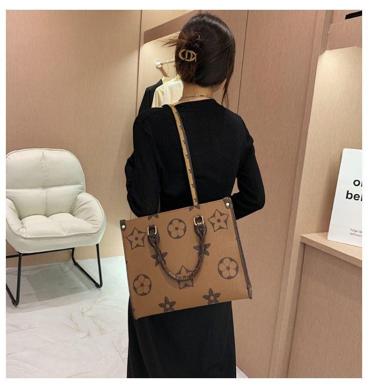 

Designer Onthego Tote Bag High Quality Luxury Brand Handbags Embossed Empreinte Fashion Shoulder Leather PM MM GM Black On The Go Shopping Bags, Pink