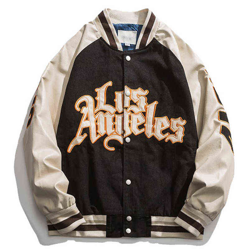 

Embroidery Baseball Jacket Men Spring&Autumn Couple Patchwork Casual Bomber Jacket Unisex College Style Streetwear 2021 NEW T220728, Beige