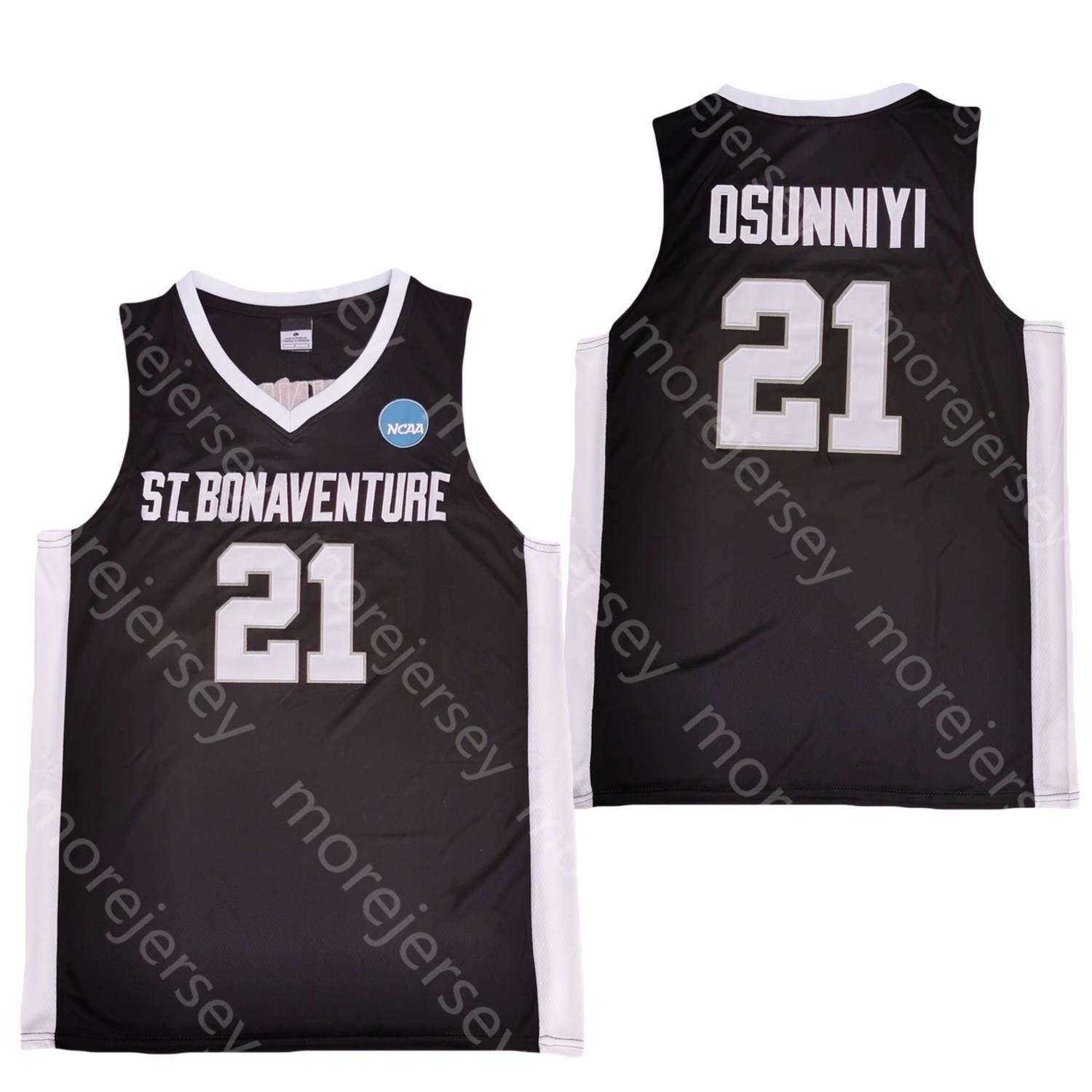 

2022 2020 New St. Bonaventure Bona Bonnies College Basketball Jersey NCAA 21 Osun Osunniyi Black All Stitched and Embroidery Men Youth Size, As pic