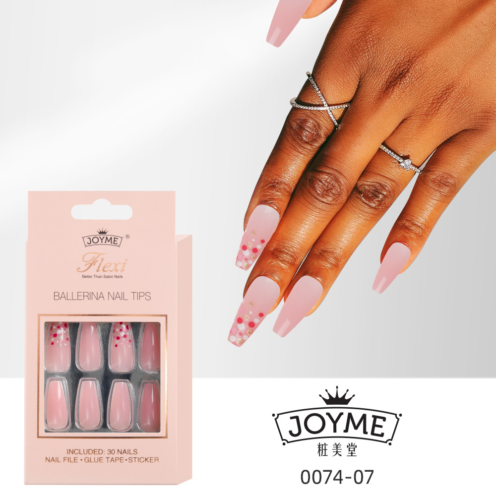 

Press on nail false nails New mid length ballet nail trapezoid finished enhancement patch French style 30 piece matching Kit, As pic