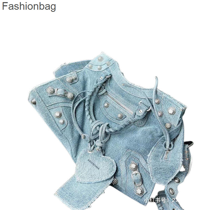 

Bags Le Cagole Neo Handbags Designer Woman Bag Balenclaga Locomotive Rivet Denim Jean Diagonal Back Retro General Washed Cotton ZLLY, Denim blue