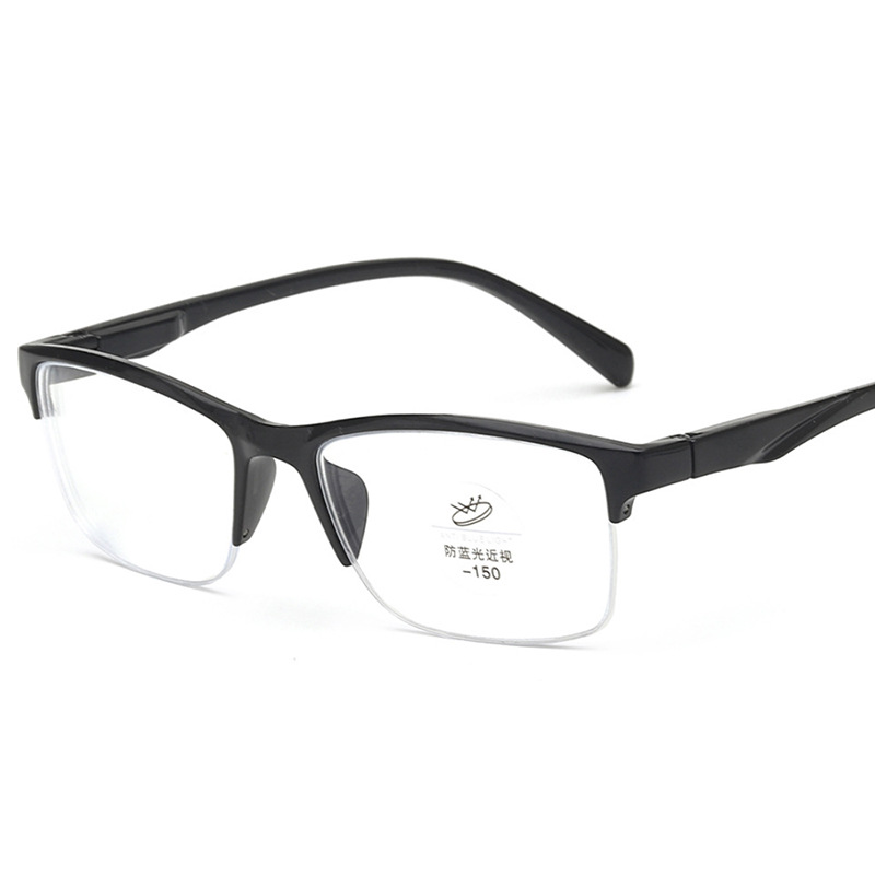 

Reading Glasses Large Eyebrow Half Frame Anti Blue Light Finished Myopia 100 400 Degree Men's And Women's ArtReading