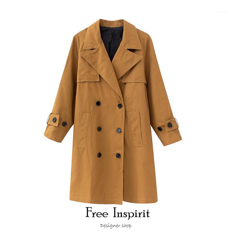 

Women' Trench Coats 2022 Winter Free Inspirit Arrival Female Double Breasted Office Lady Long Camel Coat