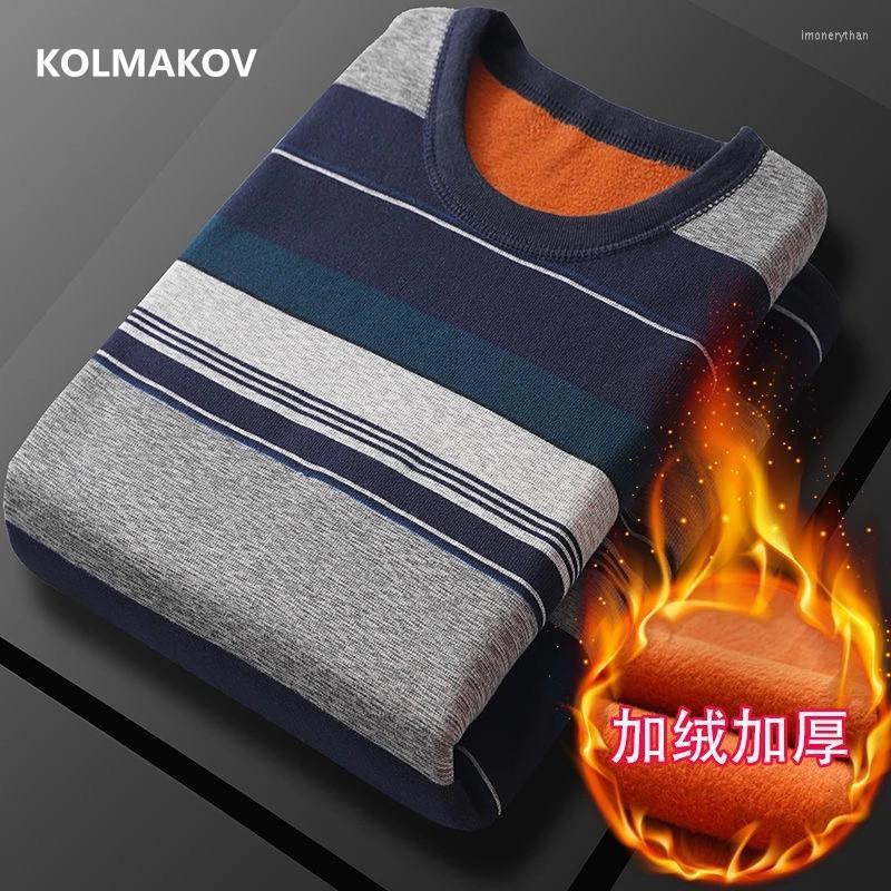 

Men's T-Shirts Autumn/Winter Men's Fashion T Shirts Casual Warm Knit Fleece And Thick High Quality Slim Stripe Long Sleeve T-shirt M-4XL, Blue