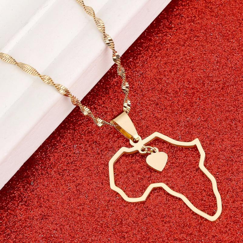 

Pendant Necklaces Africa Map Heart African Of Maps Jewelry Charms Gold Color