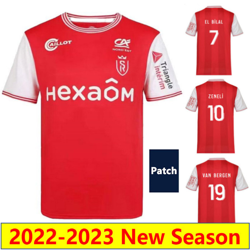 

22 23 Maillots Stade de Reims soccer jerseys EL BILAL ZENELI maillots VAN BERGEN ITO KEBBAL LOCKO MATUSIWA ABDELHAMID GRAVILLON BALOGUN 2022 2023 hommes enfants foot, 22-23 home