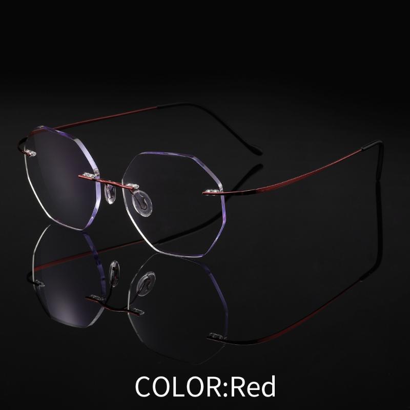

Sunglasses Rimless Presbyopia Glasses Anti-Blue Ray Unisex Titanium Alloy Frameless Reading Men Women Prescription Myopia Spectacle
