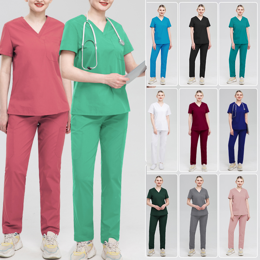 

T068 Stretch Fabric Hospital Surgical Nursing Scrubs Sets Dental Clinic Doctor Uniforms Pet Nurse Work Clothing Pharmacist Workwear, Blue