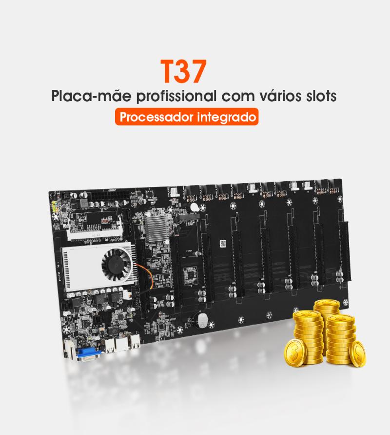 

Motherboards BTC T37 Mining Motherboard 8 GPU Mainboard With CPU Ethereum Crypto Riserless Expert Board Miner Gigabit Network