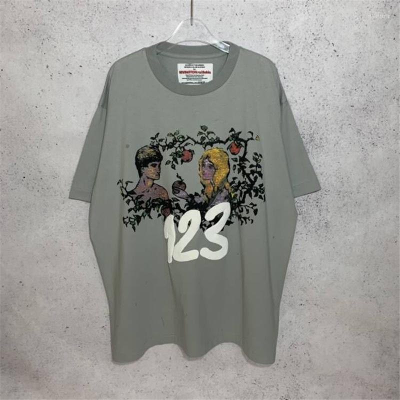 

Men's T-Shirts Summer T-Shirt High Street Fashion Round Neck Stand Off Foam Letter Print Vintage Wash Loose Couple Short SleeveMen's Mild22, 18