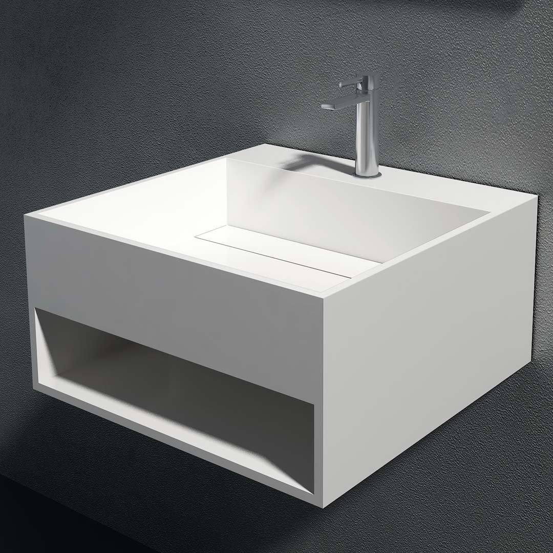 Solid Surface Stone Wall Hung Sink Cloakroom Wall Mounted Cabinet RS3836-image-383328327