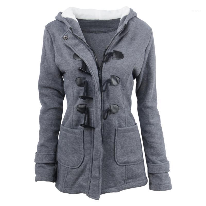 

L-U-K Lady Women Hooded Jacket Winter Padded Coats Medium Long Parkas Thick Warm Snow Outwear Horn Button Coat Women' Hoodies & Sweatshirts, Black