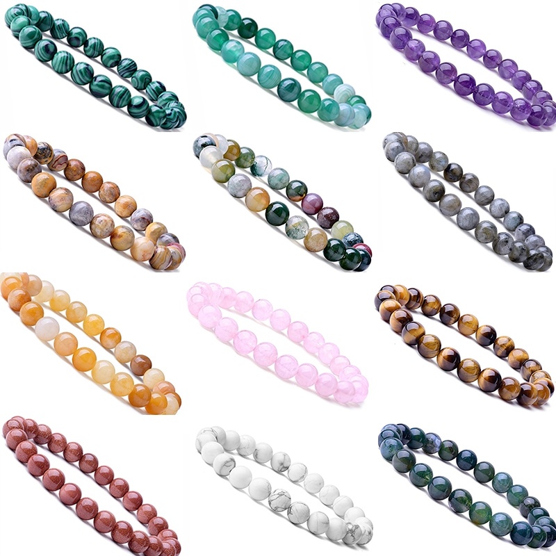8MM Women Men Designer Strand Bracelets Luxury Natural Stone Healing Crystal Stretch Beaded Bracelet Precious Gemstone Round Bracelets Jewelry-image-790729303