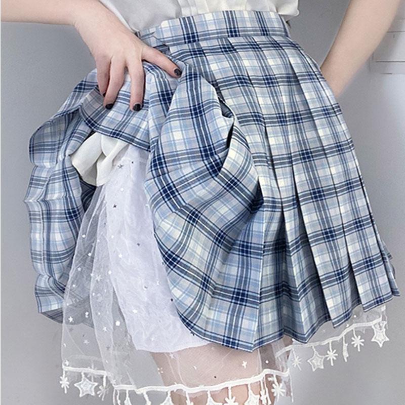 

Clothing Sets White Mesh JK Safety Skirt For Seifuku Japanese School Kawaii Women Lace Stars Pumpkin Bloomers Summer Thin Shorts Lolita Girl, Beige
