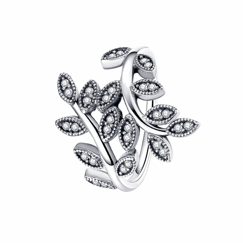 Shining diamond Leaves Ring Original Box Set Authentic 925 Sterling Silver Women Girls Wedding Gift Luxury Jewelry Crystal rings High Quality