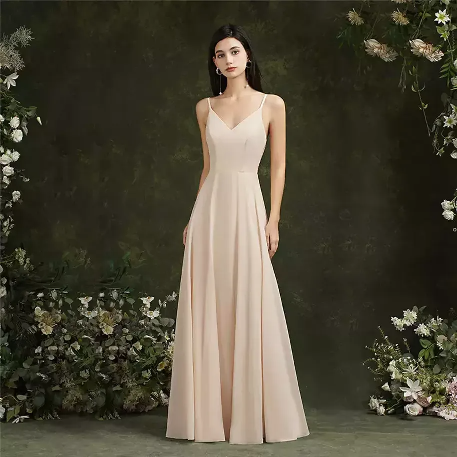 2022 Lace Mariffon Bridesmaid Hobes A Line V-Neck Summer Bohemian Beach Wedding Give of Honor Robes Spaghetti Spaghetti Formelle de soirée Prom p