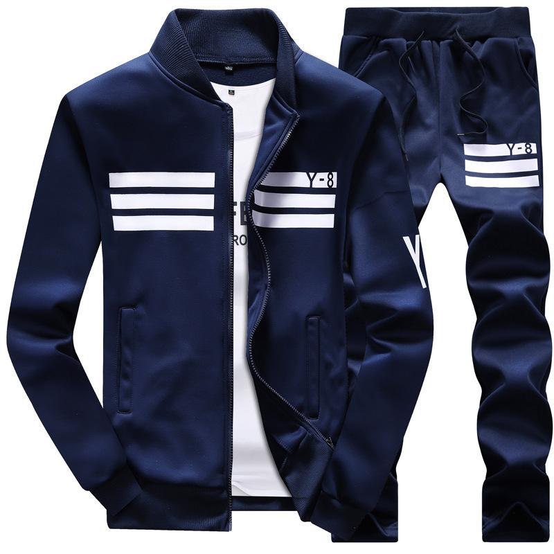 

Men' Tracksuits Designed Y-8 Striped Sportswear Plus Size Jogger Sporting Suit Men Sweat Suits Set M-8XL, Black