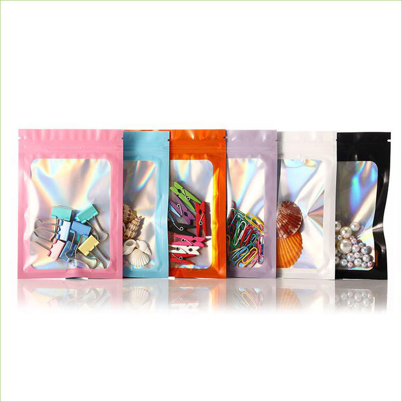 

Smell Proof Mylar Bags Holographic Packaging Bag Clear Resealable Odor for Food Storage and Lipgloss Jewelry Eyelash Packaging