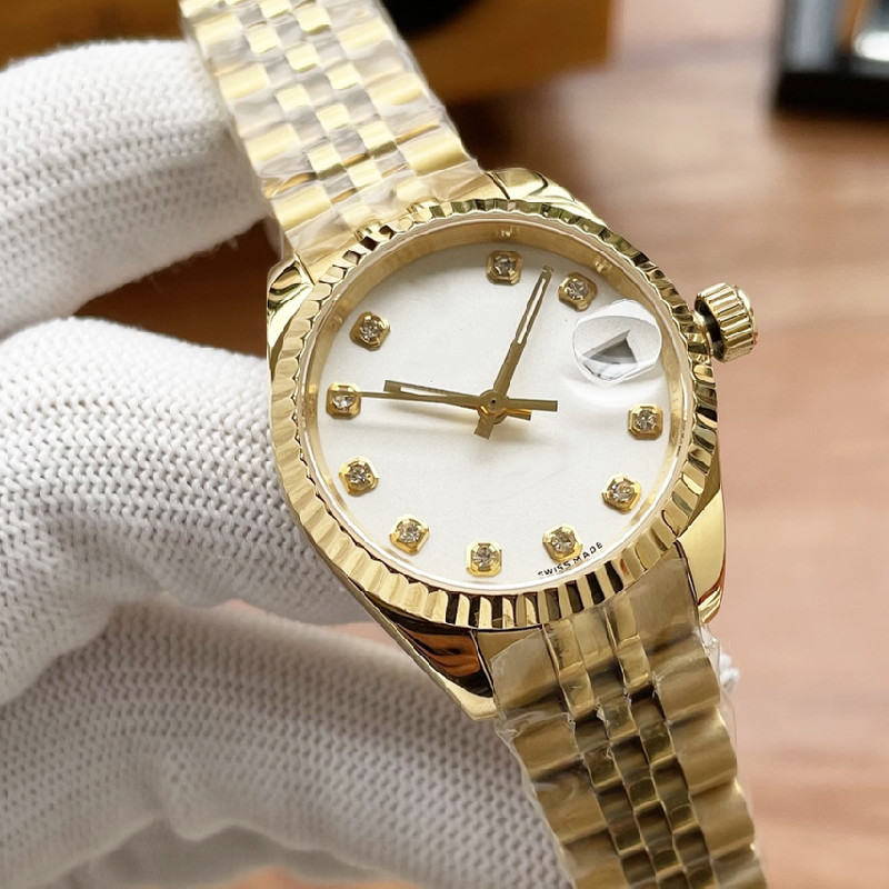 

Ladies Fashion Automatic Mechanical Watch 28mm Date Diamond Ring Stainless Steel Strap Diamond Foldover Clasp Movement Sapphire high quality luxury Watches 2022, 4#
