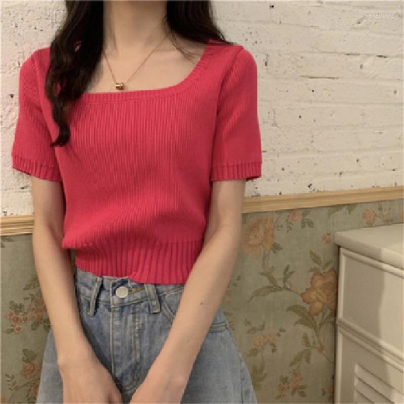 

Women's Sweaters Summer Women Knitted Sweater Tops Short Sleeve White Pullover Woman SweatersWomen's Perf22, Green