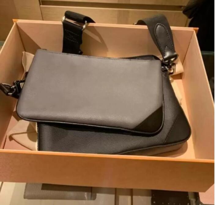 

Handbags Men Leather TRIO Messenger Bags Luxury Shoulder Bag Make up Bag Designer Handbag Tote Man's bag
