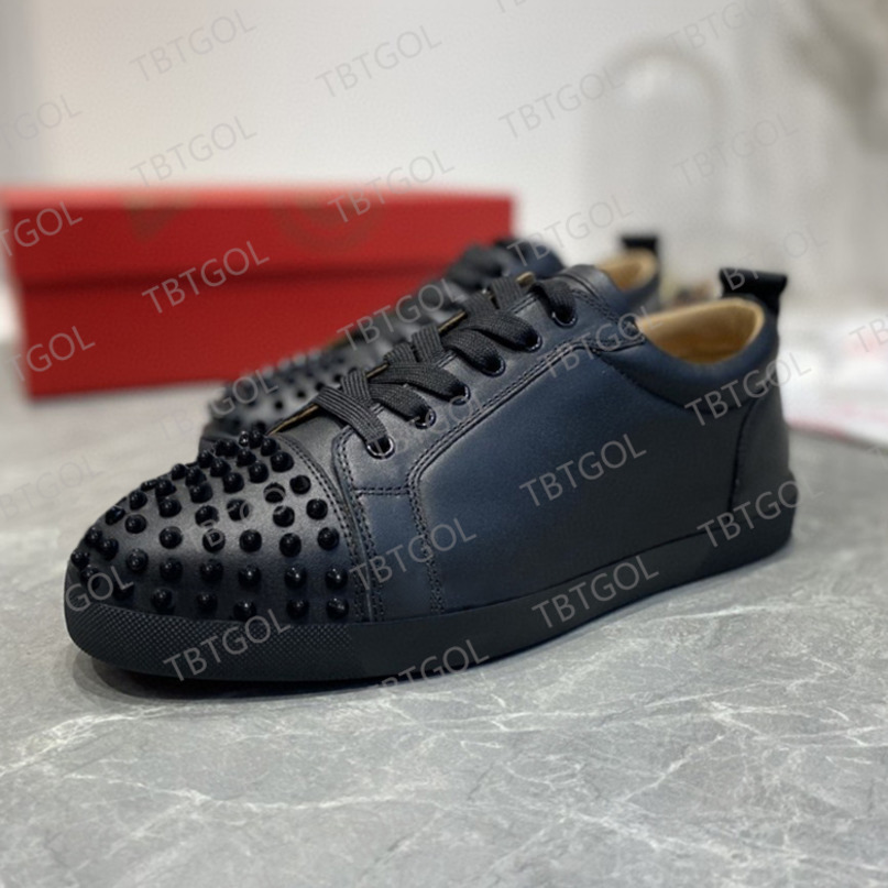 

TBTGOL 2022 Designers Men Shoes Spikes Flat Sneakers Glitter Party Wedding Shoes Black White Leather Trainers EU47 With Box NO57, Color 8