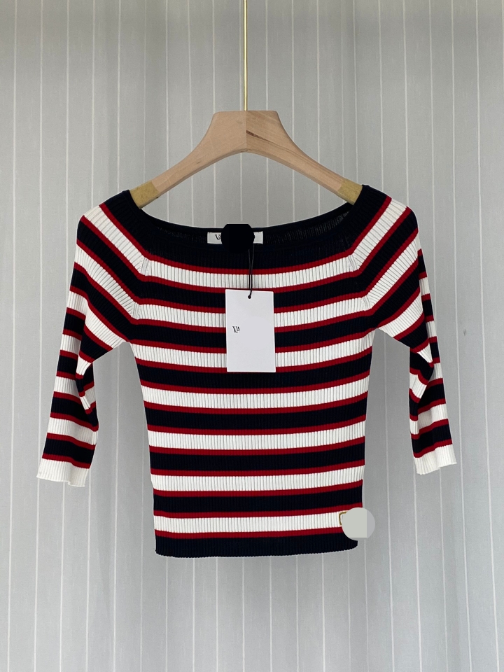 

66 L 2022 Runway Summer Brand Same Style Sweater Slash Neck Short Sleeve T Shirt Women' Sweaters meiyi, Customize