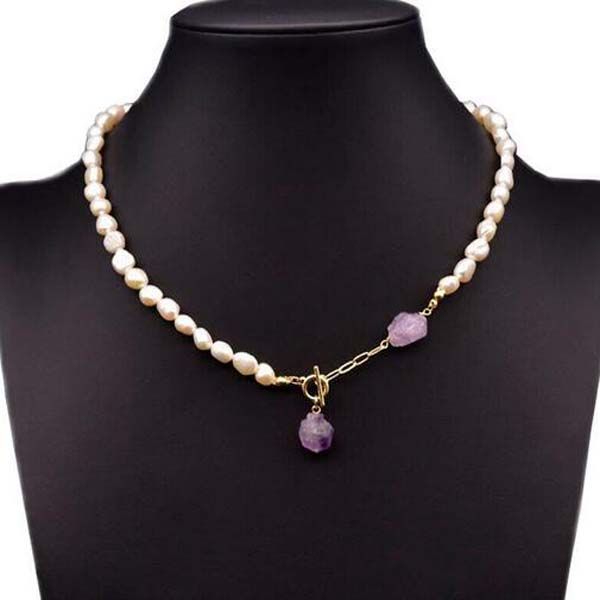 

Natural Freshwater Pearl Amethyst Necklace Pendant