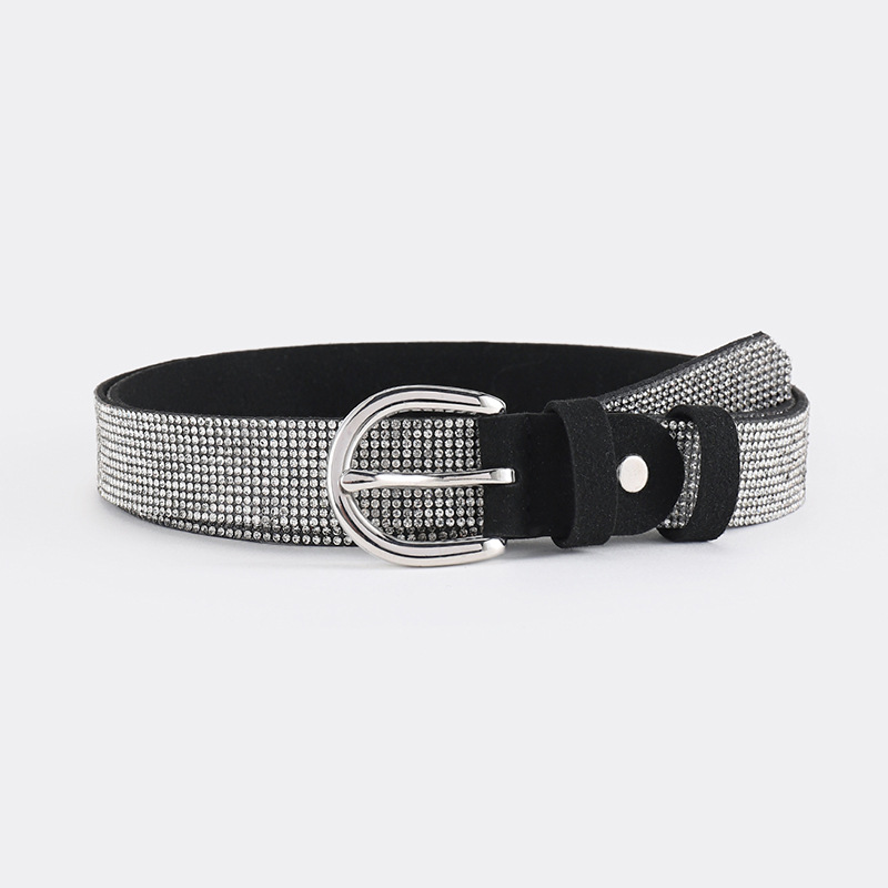 

Belts Women's Fashion All Match Rhinestone, Black