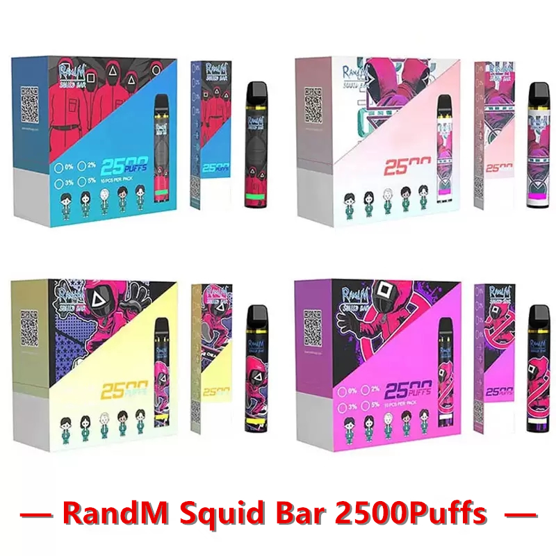 

Authentic RandM Squid Bar 2500Puffs Disposable E cigarettes vape pen Pod Device Kit 1100mAh 8ml Prefilled Pods Available